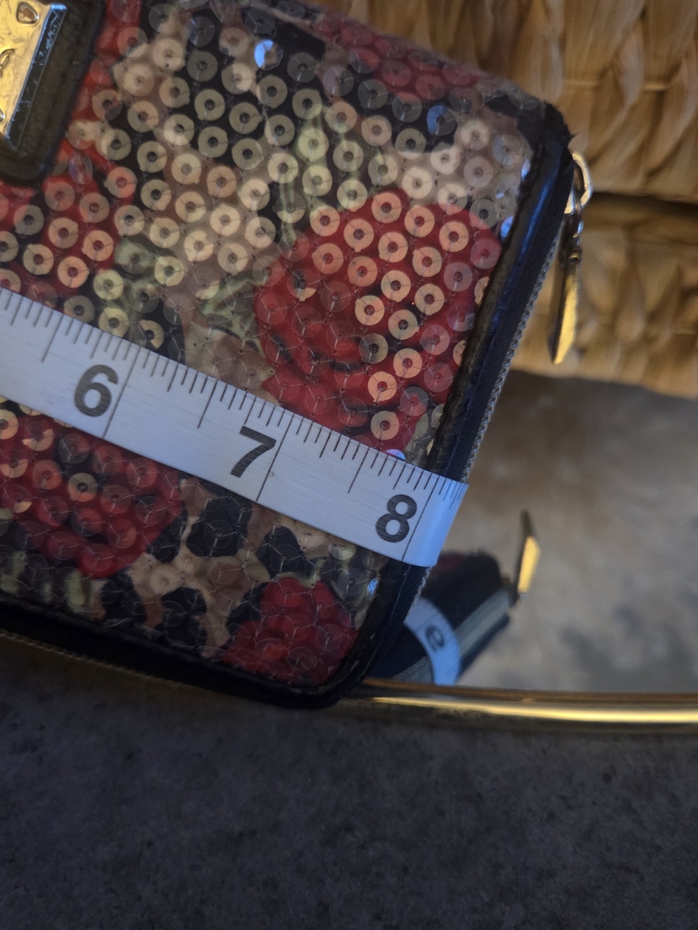 Y2K Betsey Johnson Sequin Rose Leopard Zip Wallet - Picture 14 of 16